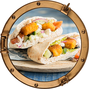 Griekse Fish Sticks Pita