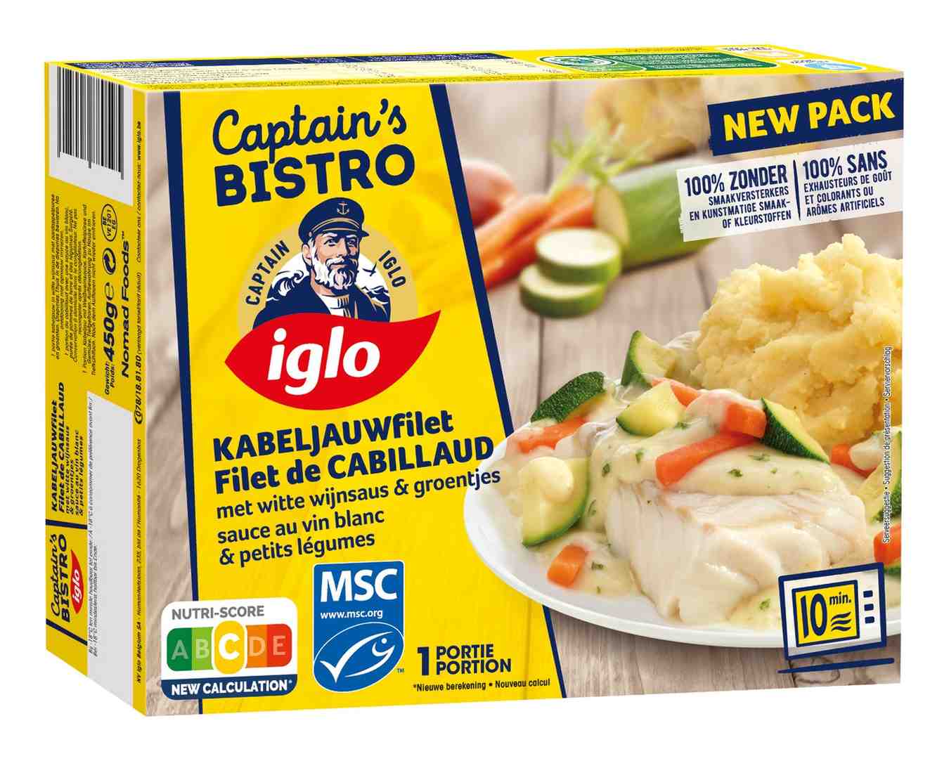 Kabeljauwfilet met witte wijnsaus & groentjes