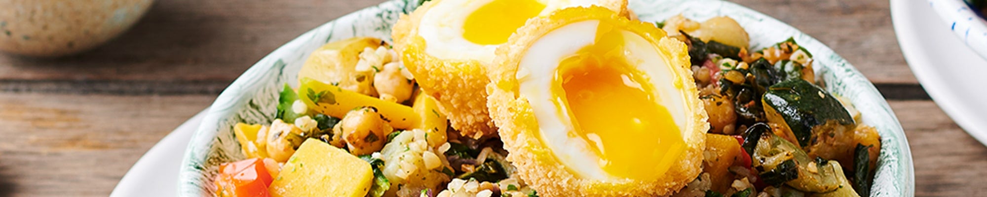 Gepaneerd ei met bulgur