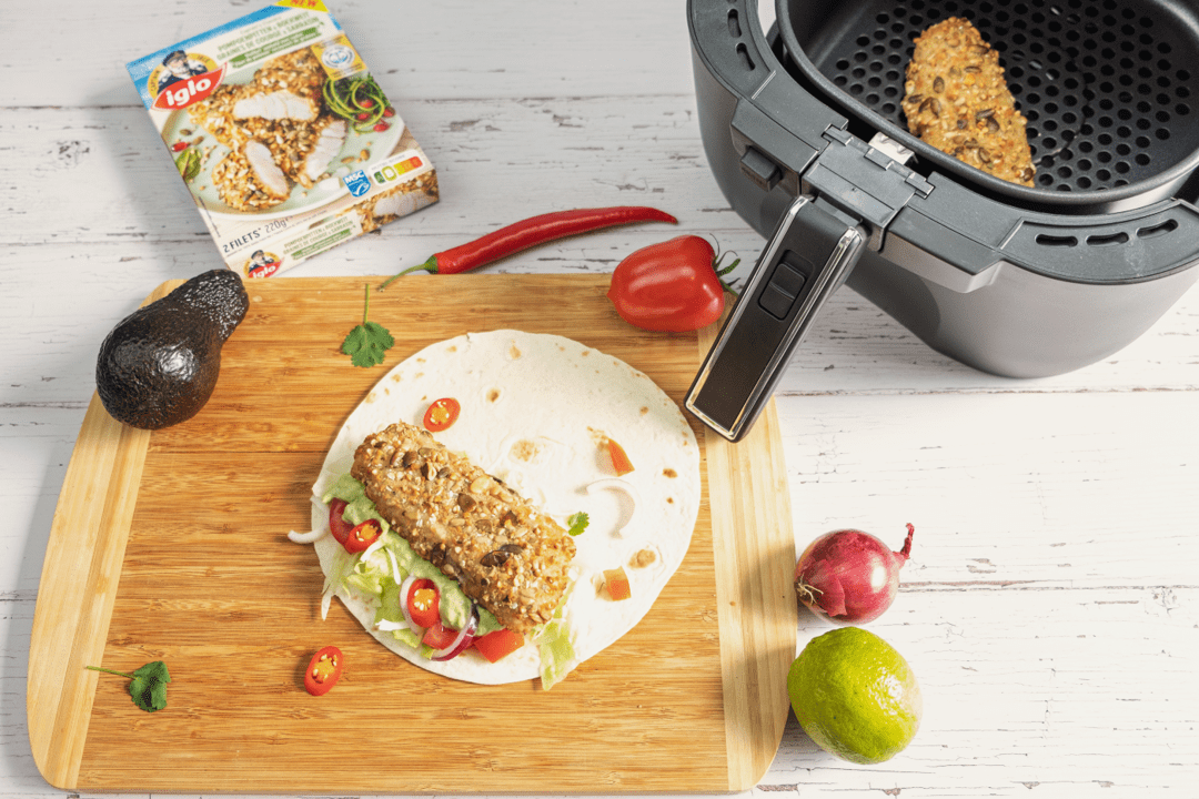 Wraps met visfilets omhuld met zaden