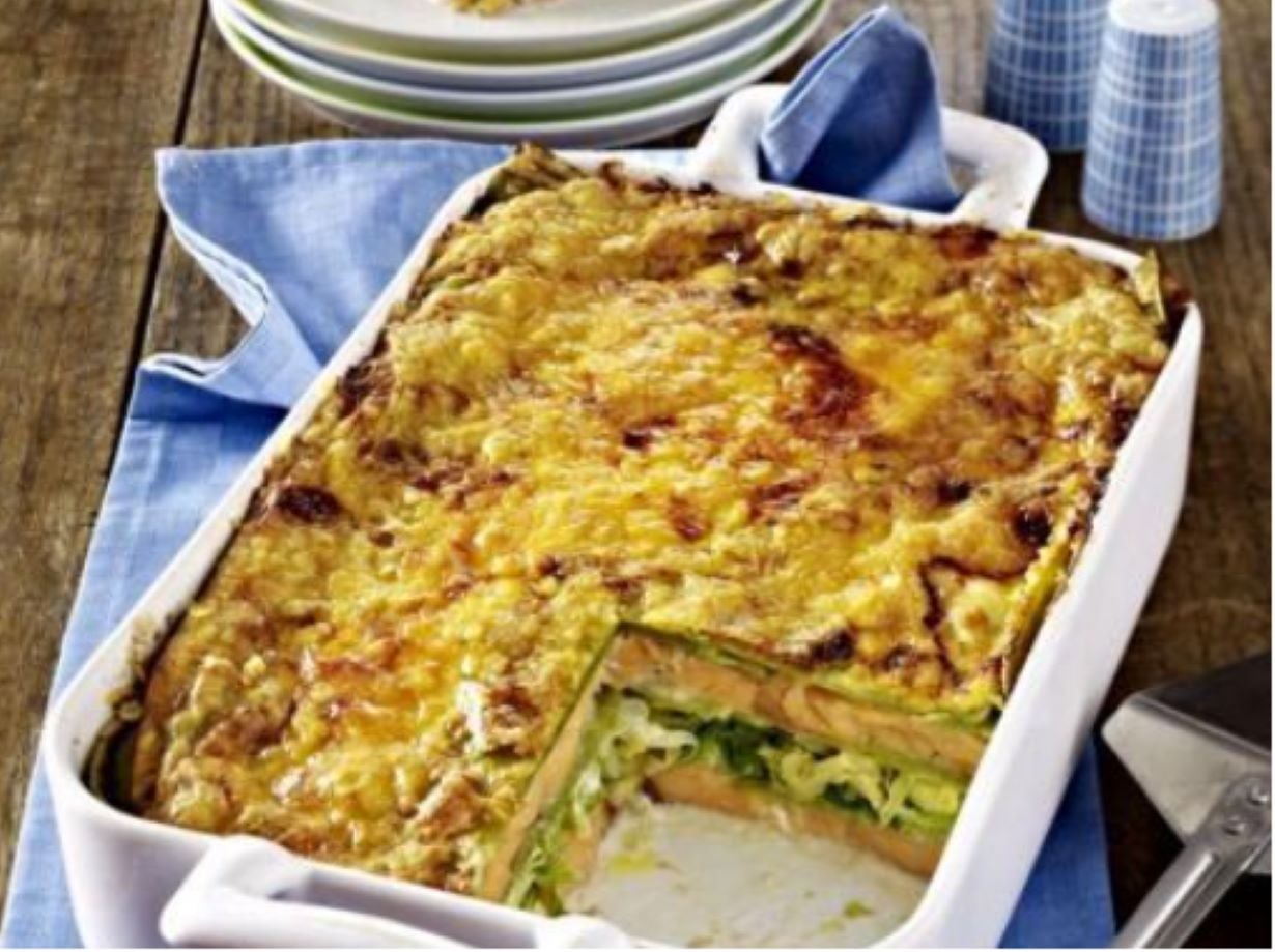 Lasagne met zalm & groene kool