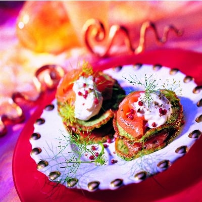 Deeg mini's met gerookte zalm